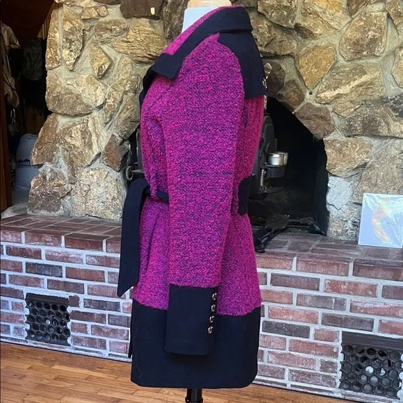 Black Rivet Fuchsia and Black Button Down Coat - Picture 7 of 13